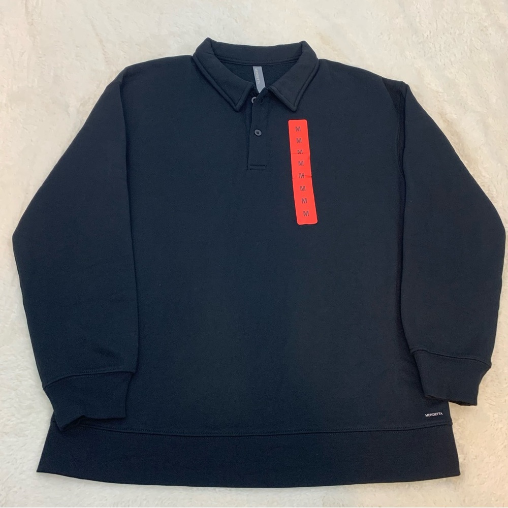 Mondetta Black Quarter-Button Up Polo Sweater